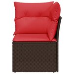 vidaXL Canapé d'angle de jardin avec coussins en résine tressée marron
