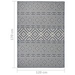 vidaXL Tapis à tissage plat d'extérieur 120x170 cm Rayures bleues