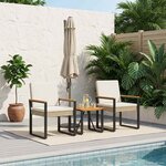 vidaXL Ensemble de meubles d'extérieur 3 Pièces Beige et blanc crème