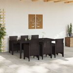 vidaXL Ensemble de salle à manger pour jardin 7 Pièces Marron Rattan Polt