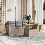 vidaXL Salon de jardin avec coussins 5 Pièces beige résine tressée