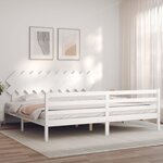 vidaXL Cadre de lit avec tête de lit blanc 200x200 cm bois massif