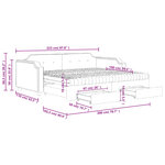 vidaXL Lit de jour avec gigogne et tiroirs noir 100x200 cm tissu