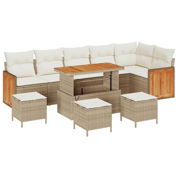 vidaXL Ensemble de canapé de jardin avec coussin 10 Pièces Beige et crème