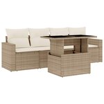 vidaXL Salon de jardin avec coussins 5 Pièces beige résine tressée