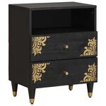 vidaXL Cabinet de chevet Noir 50 x 33 x 62 cm Bois de mangue massif