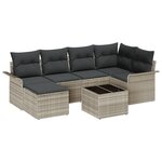 vidaXL Ensemble de Canapés de Jardin 7 Pièces avec Coussins Gris Poly Rattan