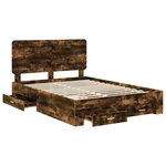 vidaXL Cadre de lit Chêne fumé 140 x 190 cm Bois d'ingénierie