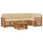 vidaXL Ensemble de canapés d'extérieur 6 pc Naturel et Beige Polyester