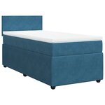 vidaXL Sommier à lattes de lit avec matelas bleu 90x200 cm velours