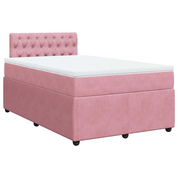 vidaXL Sommier à lattes de lit avec matelas Rose 120x200 cm Velours