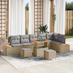 vidaXL Ensemble de canapé de jardin 9 Pièces Beige et Gris clair