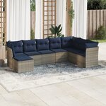 vidaXL Salon de jardin 8 Pièces avec coussins gris résine tressée