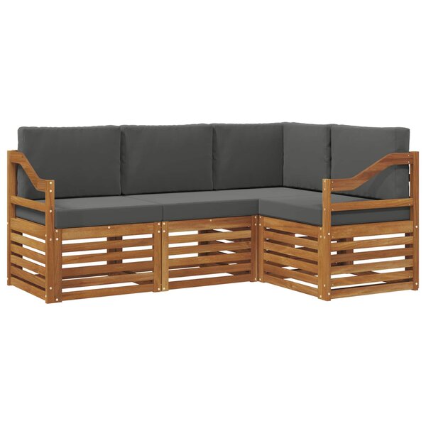 vidaXL Ensemble de canapés d'extérieur 4 pc Naturel et Anthracite