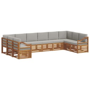 vidaXL Ensemble de canapés d'extérieur 10 pc Gris Naturel et Clair