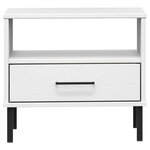 vidaXL Table de chevet avec pieds en métal Blanc Bois pin massif OSLO