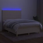 vidaXL Sommier à lattes de lit et matelas et LED Crème 140x200cm Tissu