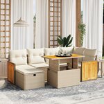 vidaXL Salon de jardin avec coussins 7 Pièces beige résine tressée