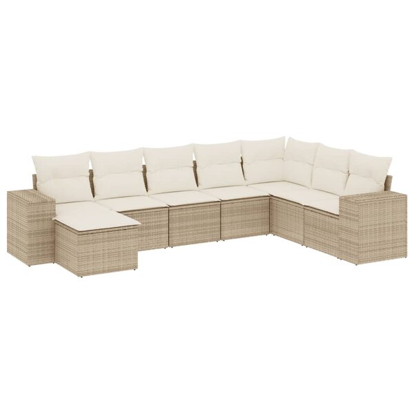 vidaXL Salon de jardin avec coussins 8 Pièces beige résine tressée
