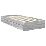 vidaXL Lit de Rangement Chêne fumé 90 x 190 cm Bois d'ingénierie
