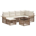 vidaXL Ensemble de canapé de jardin 7 Pièces Beige polyrotin