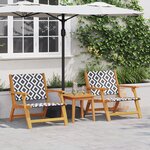 vidaXL Chaises de jardin 2 Pièces Noir et blanc 76x67x73 cm Bois massif d'acacia