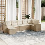 vidaXL Salon de jardin avec coussins 7 Pièces beige résine tressée