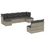 vidaXL Salon de jardin 9 Pièces avec coussins gris clair résine tressée