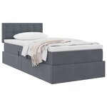 vidaXL Lit de Rangement avec matelas Gris foncé 90 x 200 cm Velours