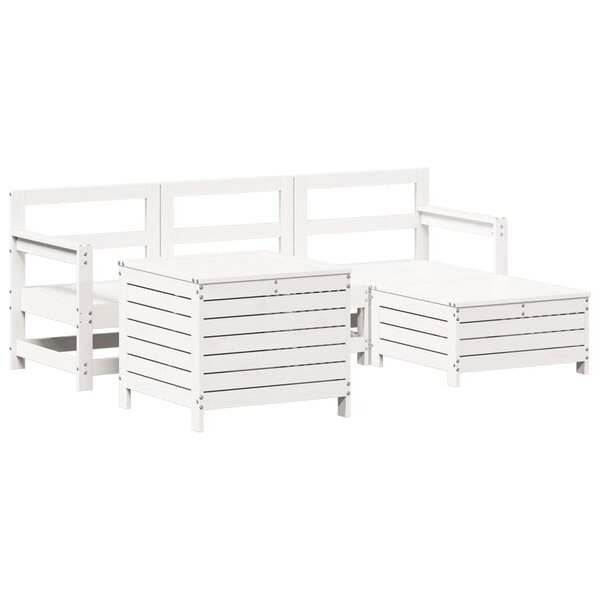 vidaXL Salon de jardin 5 Pièces blanc bois massif de pin