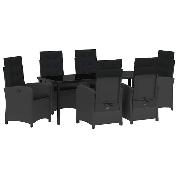 vidaXL Ensemble de salle à manger pour jardin 7 Pièces Noir polyrotin
