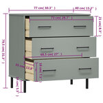 vidaXL Buffet avec 3 tiroirs Gris 77x40x79 5 cm Bois massif OSLO