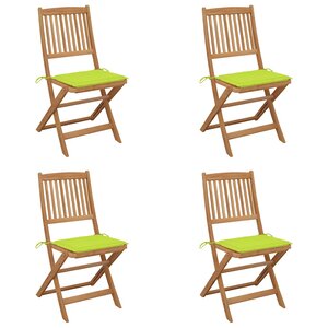 vidaXL Chaises pliables de jardin lot de 4 avec coussins Bois d'acacia
