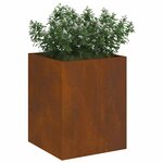 vidaXL Cache-pot de jardin Marron 32 x 32 x 40 cm Acier vieilli