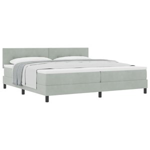 vidaXL Lit à ressorts avec matelas Gris clair 200 x 200 cm Velours