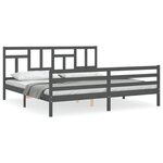 vidaXL Cadre de lit avec tête de lit gris 200x200 cm bois massif