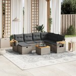 vidaXL Salon de jardin 8 Pièces avec coussins gris résine tressée