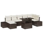 vidaXL Canapé de jardin 8 pièces avec coussins marron en poly rotin