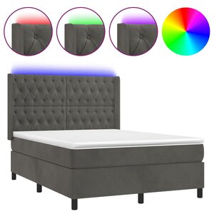 vidaXL Sommier à lattes de lit matelas et LED Gris foncé 140x200 cm