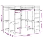 vidaXL Lit superposé et bureau et échelle 140x200cm bois de pin massif