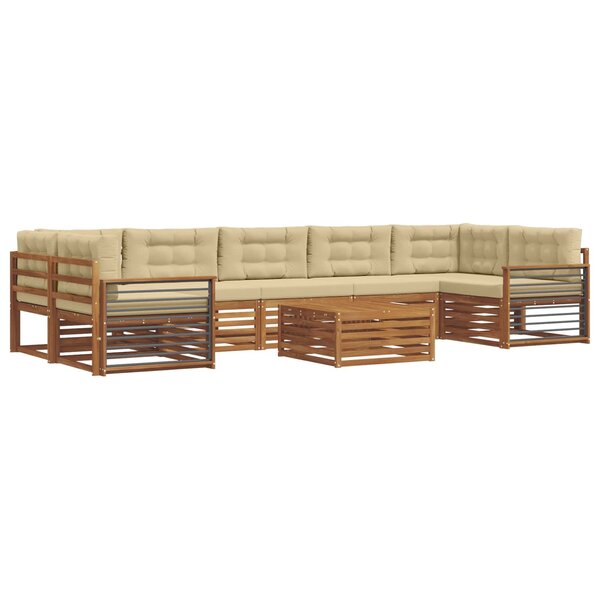 vidaXL Ensemble de canapés d'extérieur 8 pc Naturel et Beige