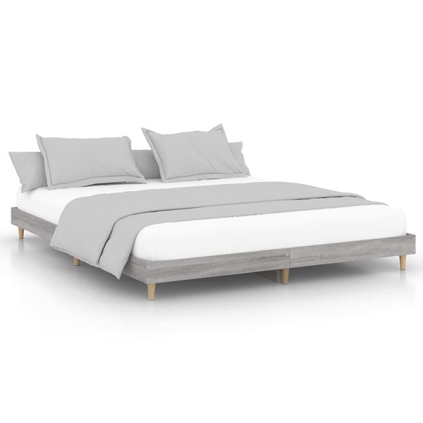 vidaXL Cadre de lit sonoma gris 200x200 cm bois d'ingénierie