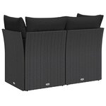 vidaXL Canapé de jardin avec coussins 2 places noir résine tressée