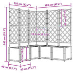 vidaXL Jardinière avec Treillis 5 Pièces Gris 120x120x143 cm