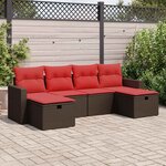 vidaXL Salon de jardin avec coussins 6 Pièces marron résine tressée