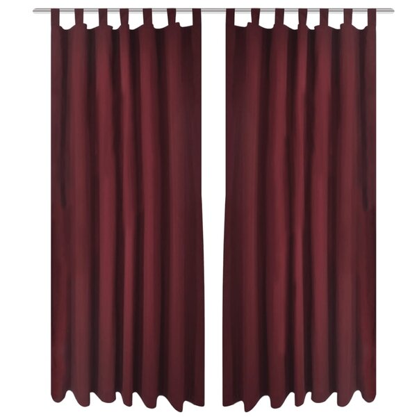 2 Pièces Rideau à Passant Micro Satin Bordeaux 140 x 175 cm