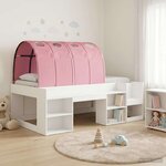 vidaXL Cadre de lit avec tunnel 3 Pièces Blanc et rose Bois d'ingénierie