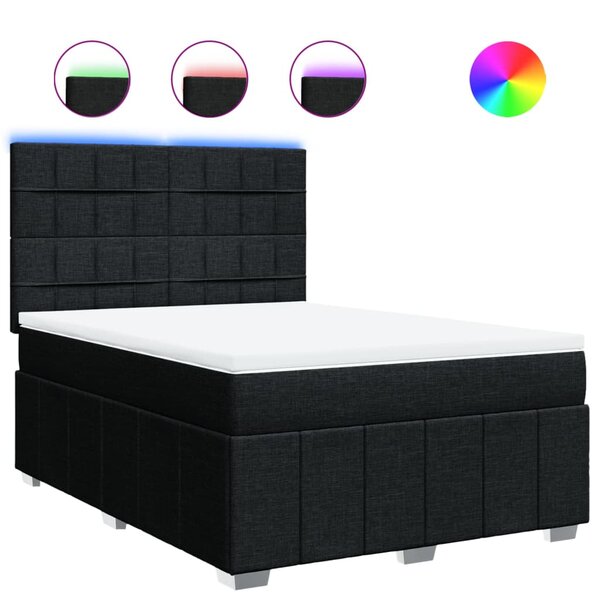 vidaXL Sommier à lattes de lit avec matelas Noir 160x200 cm Tissu