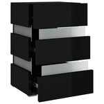 vidaXL Table de chevet à LED noir brillant 45x35x67 cm bois ingénierie