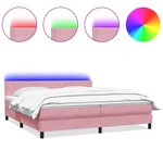vidaXL Sommier à lattes de lit avec matelas et LED rose 180x210 cm velours